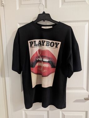 Playboy x Missguided Oversized T-Shirt Black Graphic November 2013 Cover Size 2